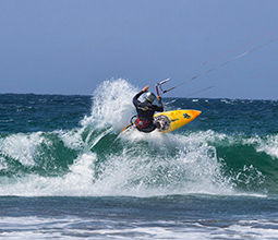 Tourist doing windsurfing in the north of Peru